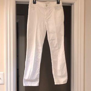 White Chico’s jeans embellished on pockets with silver mini studs